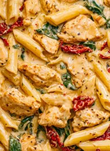 Marry Me Chicken Pasta dish garnished with herbs and cheese