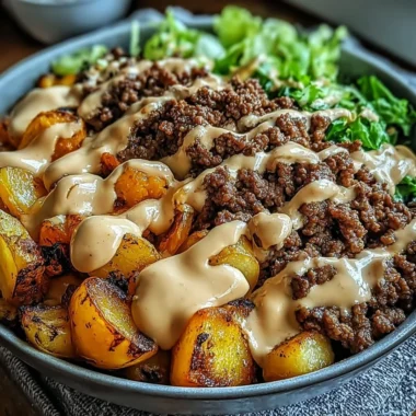 Savory Smash Burger Bowl with fresh ingredients