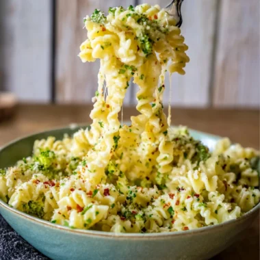 Delicious Chicken Broccoli Pasta topped with Parmesan cheese