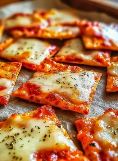 Crispy pizza chips snack piled high on a plate