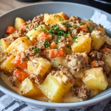 Creamy meat skillet with potatoes, ready in 30 minutes, perfect weeknight meal