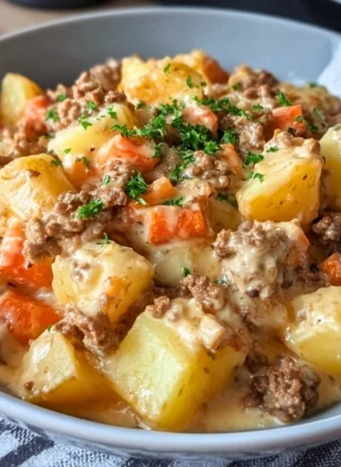 Creamy meat skillet with potatoes, ready in 30 minutes, perfect weeknight meal
