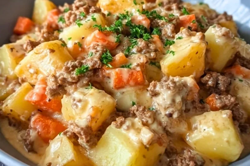 Creamy meat skillet with potatoes, ready in 30 minutes, perfect weeknight meal