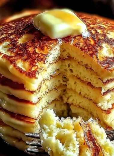 Flourless cottage cheese pancakes on a plate topped with fresh berries
