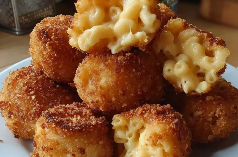 Delicious golden Fried Mac and Cheese Bites ready to be served.