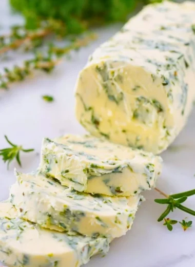 Delicious garlic butter melting on warm bread
