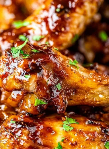 Honey Garlic Chicken Wings served on a platter with dipping sauce