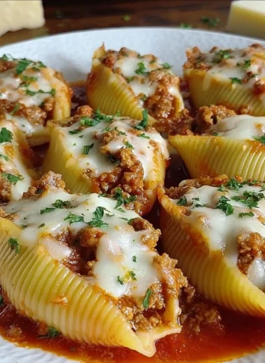Bacon cheeseburger pasta topped with cheese and bacon in a bowl