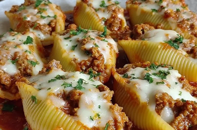 Bacon cheeseburger pasta topped with cheese and bacon in a bowl