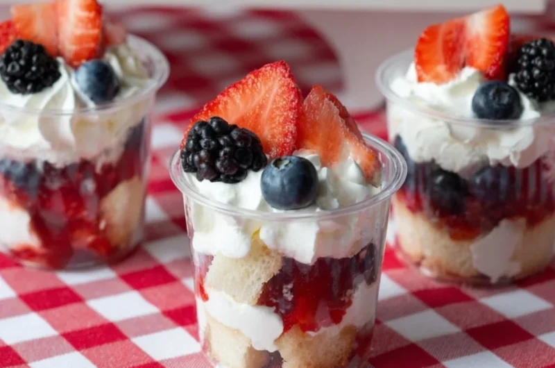 Delicious mini shortcake cups with fresh strawberries and whipped cream
