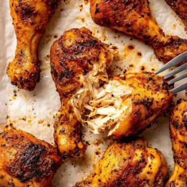Seasoned crispy chicken drumsticks, golden brown and crunchy