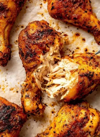 Seasoned crispy chicken drumsticks, golden brown and crunchy