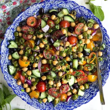 Trader Joe's Balela Salad with chickpeas and fresh vegetables