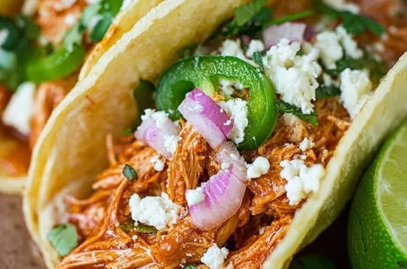 Authentic Chicken Tinga served with tortillas and toppings