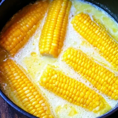 Fresh, grilled corn on the cob served with butter and herbs