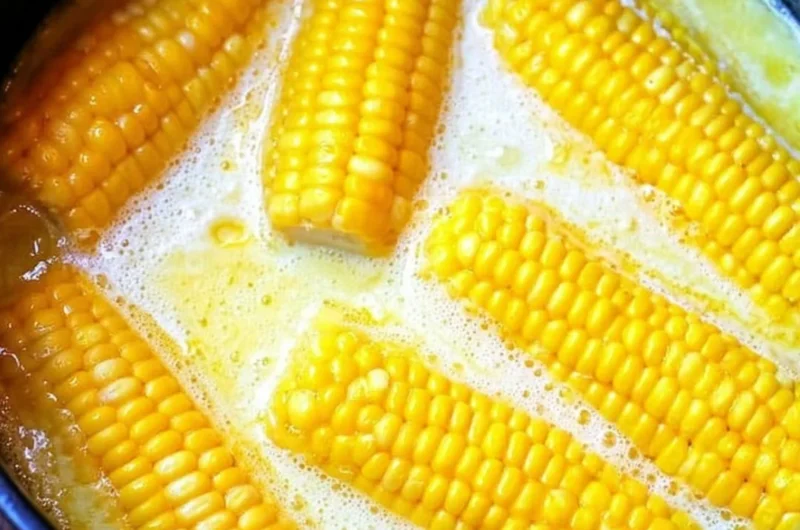 Fresh, grilled corn on the cob served with butter and herbs