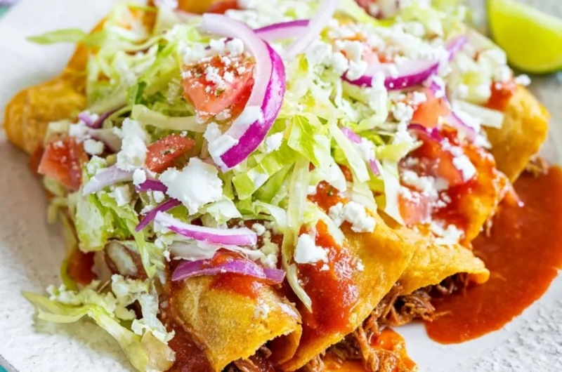 Crispy golden tacos filled with fresh ingredients and vibrant toppings