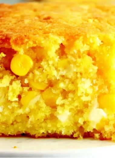 Easter Corn Casserole recipe with creamy corn and cheesy topping
