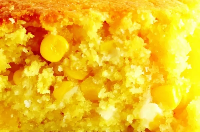 Easter Corn Casserole recipe with creamy corn and cheesy topping