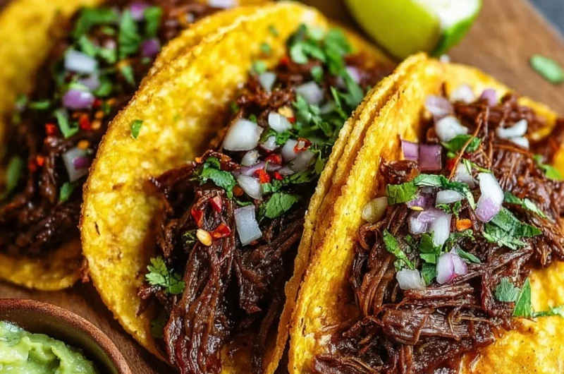 Delicious easy chuck roast tacos served with fresh toppings