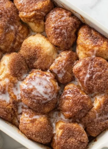 Delicious easy monkey bread baked to perfection in a golden brown color