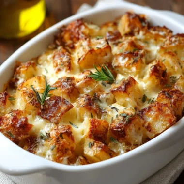 Delicious French Onion Potato Bake with cheese and crispy onions