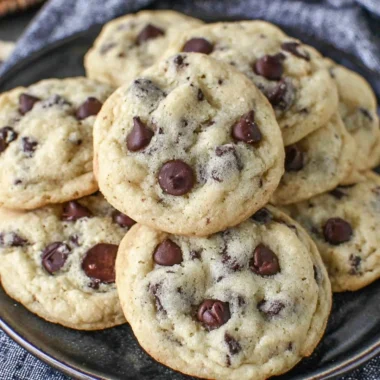Greek yogurt chocolate chip cookies on a baking tray, fresh and delicious.