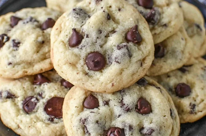 Greek yogurt chocolate chip cookies on a baking tray, fresh and delicious.