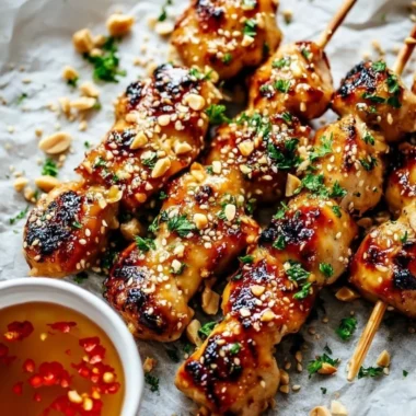 Delicious Honey Garlic Chicken Skewers served on a platter