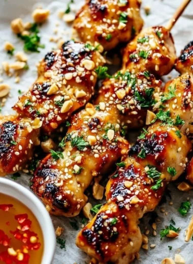 Delicious Honey Garlic Chicken Skewers served on a platter