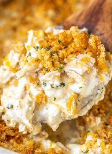 Delicious Million Dollar Chicken Casserole, creamy and cheesy comfort food