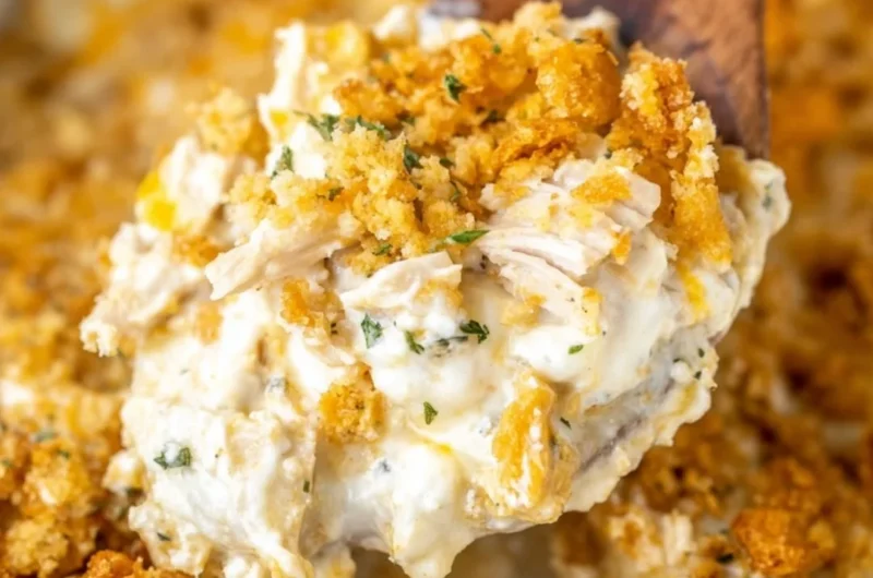 Delicious Million Dollar Chicken Casserole, creamy and cheesy comfort food