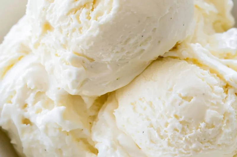 Delicious no-churn ice cream served in a bowl with toppings