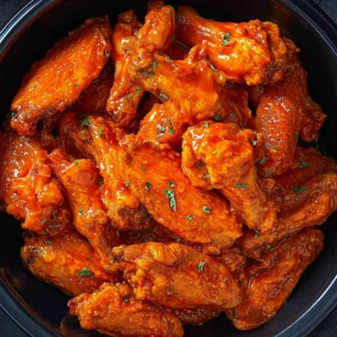 Plate of slow cooker buffalo wings with a side of celery and blue cheese dressing