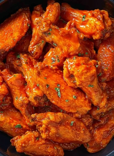 Plate of slow cooker buffalo wings with a side of celery and blue cheese dressing