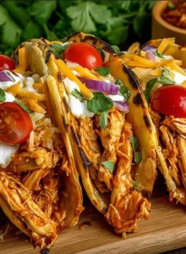 Delicious slow cooker shredded chicken tacos served with fresh toppings