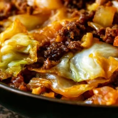 Delicious cabbage and ground beef dish served on a plate