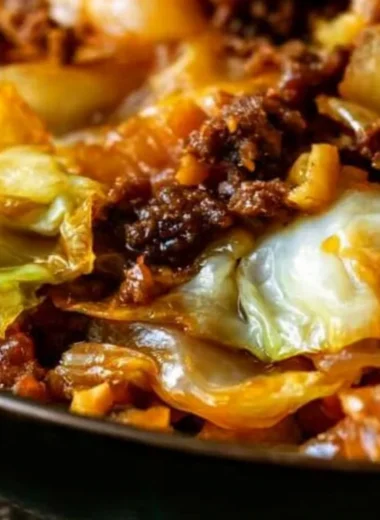 Delicious cabbage and ground beef dish served on a plate