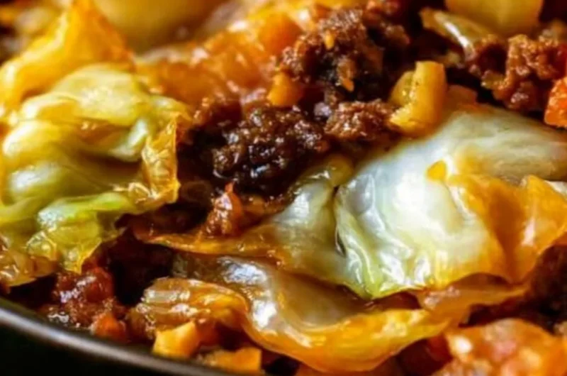 Delicious cabbage and ground beef dish served on a plate