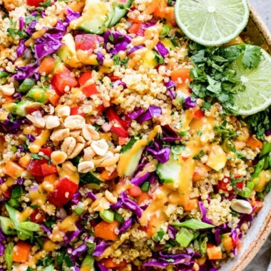 Crunchy Thai Quinoa Salad with fresh vegetables and a flavorful dressing