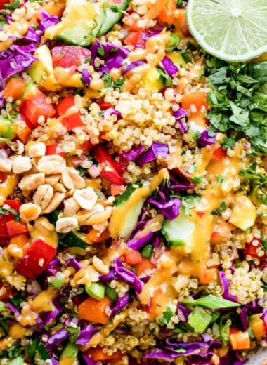 Crunchy Thai Quinoa Salad with fresh vegetables and a flavorful dressing