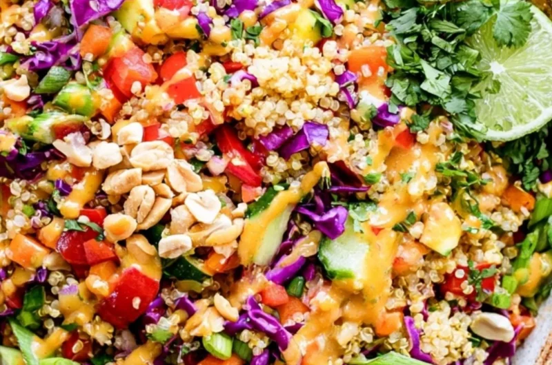 Crunchy Thai Quinoa Salad with fresh vegetables and a flavorful dressing