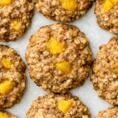 Healthy peach oatmeal cookies ready for breakfast or a snack.