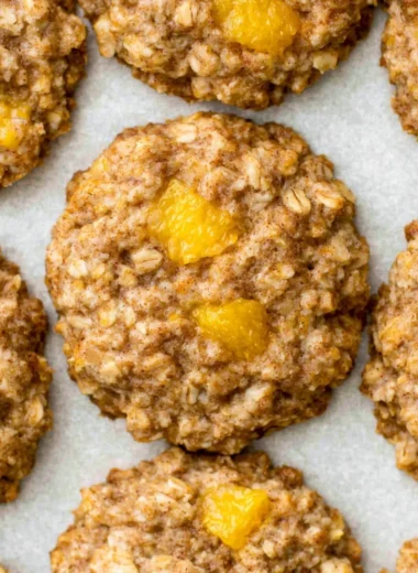 Healthy peach oatmeal cookies ready for breakfast or a snack.