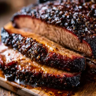 Delicious oven-baked beef brisket served with sides in a Texas-style presentation