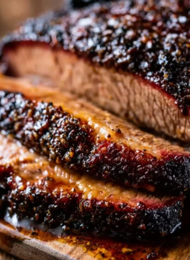Delicious oven-baked beef brisket served with sides in a Texas-style presentation