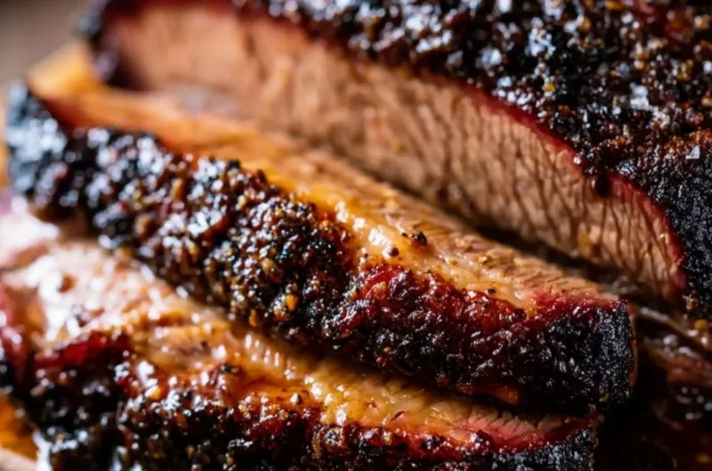 Delicious oven-baked beef brisket served with sides in a Texas-style presentation