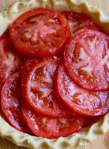 Delicious Southern Tomato Pie with fresh tomatoes layered in a flaky crust