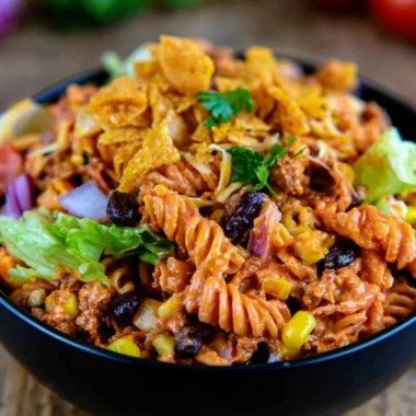 Delicious Taco Pasta Salad served in a bowl, perfect for weeknight dinners