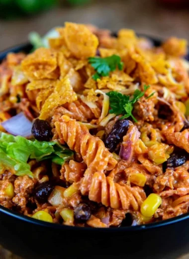 Delicious Taco Pasta Salad served in a bowl, perfect for weeknight dinners